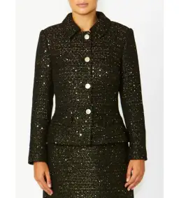 Anthea Crawford Cara Tweed Jacket Black One Size for rent on The Volte - image 4