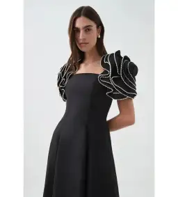 Aje Twyla Midi Dress Black Size AU 10 for rent on The Volte - image 3