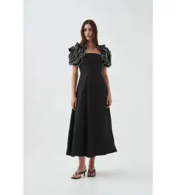 Aje Twyla Midi Dress Black Size AU 10 for rent on The Volte - image 1