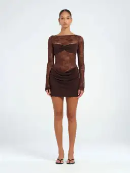 BENNI Oskar Mini Dress in Chocolate Size AU8 for rent on The Volte - image 1