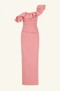 Shona Joy Campbell Ruffle Draped Maxi Dress Bubblegum Size 12 for rent on The Volte - image 4