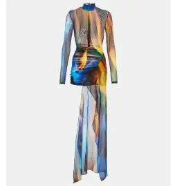 David Koma Draped Sheer Mesh Mini Dress Print Size 6 for rent on The Volte - image 6