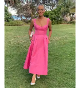 Rebecca Vallance Lyla Midi Dress Hot Pink Size 10