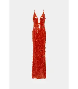 Misha Sapphire Sequin Maxi Dress in Red Sequin Size 8 for rent on The Volte - image 3