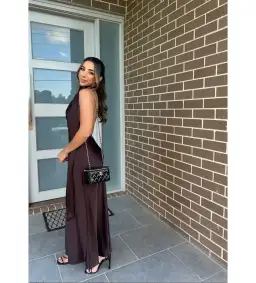 Significant Other Adriana Halter Gown Chocolate Size 6 for rent on The Volte - image 5