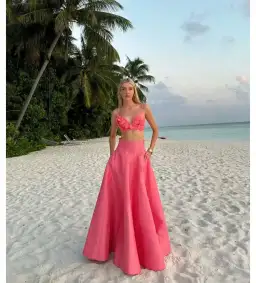 Acler Isla Set Maxi Skirt in Pink Rose Size AU 6