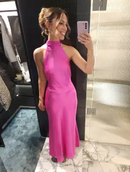 MISHA Evianna Satin Gown Maxi Hot Pink Size 8/S for rent on The Volte - image 5