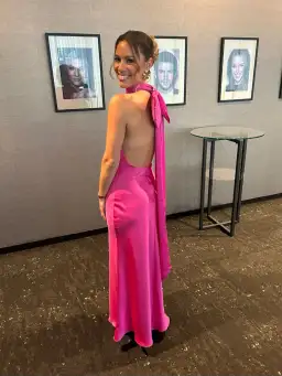 MISHA Evianna Satin Gown Maxi Hot Pink Size 8/S for rent on The Volte - image 4