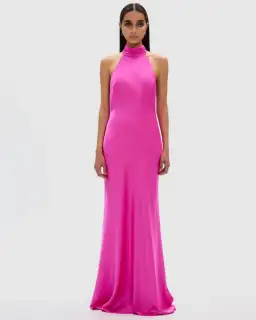 MISHA Evianna Satin Gown Maxi Hot Pink Size 8/S for rent on The Volte - image 1