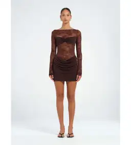Benni Oskar Mini Dress Brown Size 6 for rent on The Volte - image 1
