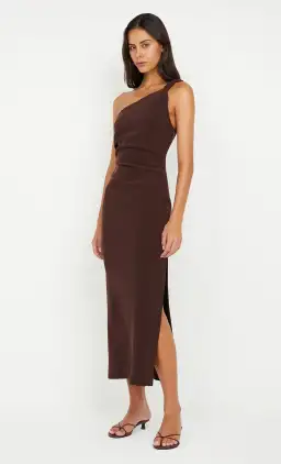 Bec & Bridge Ariven Asym Midi Dress in Dark Chocolate 10 for rent on The Volte - image 1