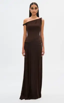 Misha Sisal Dress Maxi Espresso Size AU 8