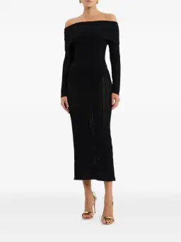 Rebecca Vallance Lorelei Off-shoulder Knitted Black Size AU 8