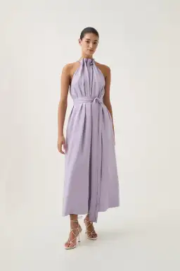Aje Mariel Trapeze Midi Dress Lilac Size 10