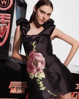 Alemais Regent Noir Mini Dress Black Floral Size 10 for rent on The Volte - image 2