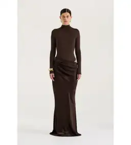 Henne Soraia Long Sleeve Maxi Dress Chocolate Size 6 for rent on The Volte - image 2