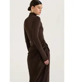 Henne Soraia Long Sleeve Maxi Dress Chocolate Size 6 for rent on The Volte - image 7