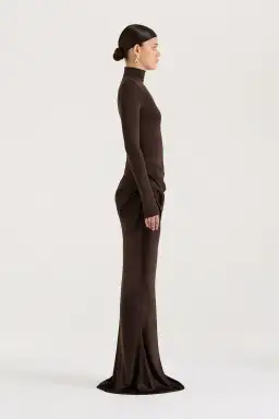 Henne Soraia Long Sleeve Maxi Dress Chocolate Size 8 for rent on The Volte - image 3