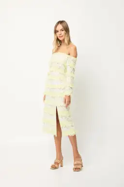 Elliatt Saint Lucia Midi Dress In Ivory/Citrus Size M/ AU 10  for rent on The Volte - image 3