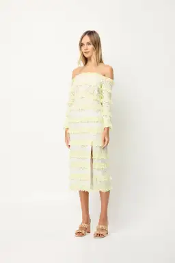 Elliatt Saint Lucia Midi Dress In Ivory/Citrus Size M/ AU 10  for rent on The Volte - image 2