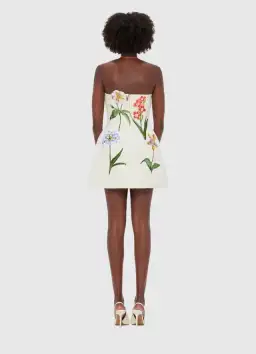 Leo Lin Rosario Velvet Mini Dress Botanical Print Snow Size AU 8 for rent on The Volte - image 2
