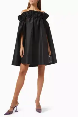 Bernadette Tilly Strapless Appliquéd Taffeta Mini Dress in Black Size 10