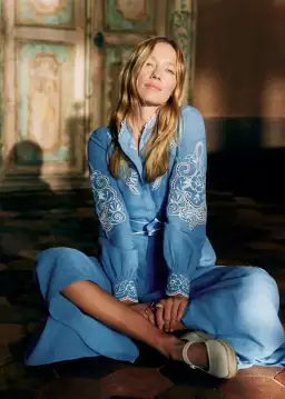 Sezane Magda Maxi Dress in Blue Size 8 for rent on The Volte - image 1