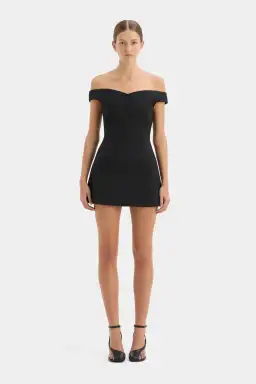 Sir the Label Sandrine Off Shoulder Mini Dres Black Size 8