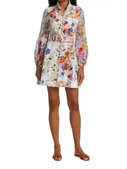 Zimmermann Prima Belted Mini Dress in Patchwork Floral Size 1 / AU 10