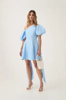 AJE Arista Tulip Sleeve Mini Dress Powder Blue Size 16