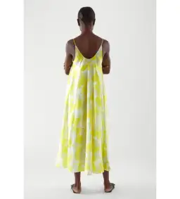 COS Long Slip Midi Dress Yellow Print Size 8 (fits up to small 10) for rent on The Volte - image 5