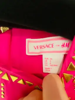 Versace H&M Party Pink Gold Mini Sild Dress Size 8 for rent on The Volte - image 8