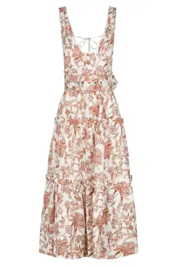 Shona Joy Carolina Linen Tiered Midi Dress Print Size 8 for rent on The Volte - image 5