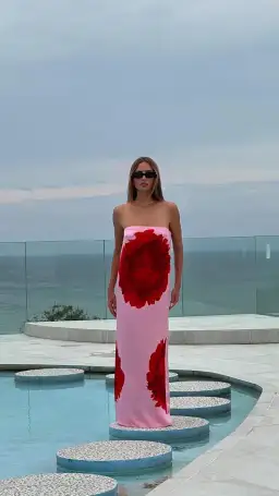 Suboo Emilia Bustier Maxi Dress in Pink Size 10