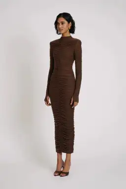Eliya The Label Melissa Midi Dress Brown Size 8 for rent on The Volte - image 3