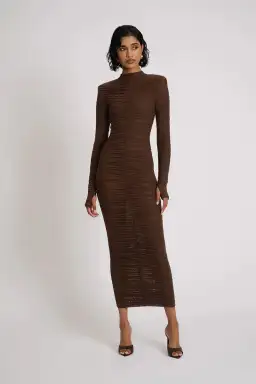 Eliya The Label Melissa Midi Dress Brown Size 8 for rent on The Volte - image 2