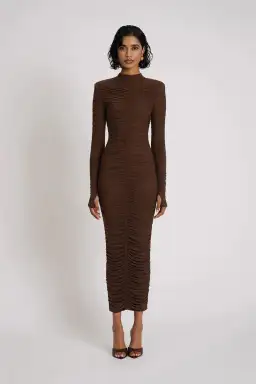 Eliya The Label Melissa Midi Dress Brown Size 8 for rent on The Volte - image 1