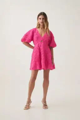 Aje Florential Mini Swing Dress in Azalea Pink Size 16