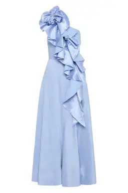 Aje Adelia Ruffle Midi Dress Light Sky Blue Size AU 10  for rent on The Volte - image 5