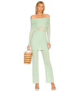 Cult Gaia Lotus Knit Top S / AU 8 and Laurel Knit Pant Size M / AU 10 Set in Aloe 