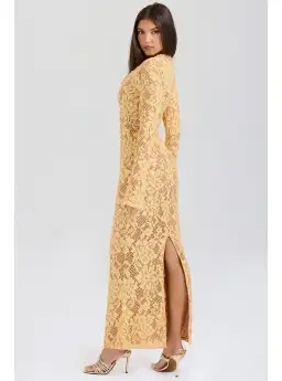 House of CB Indiana Plunge Lace Maxi Dress Apricot Size M / AU 10 for rent on The Volte - image 3