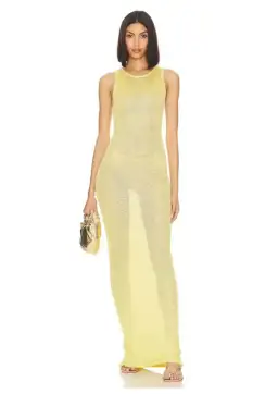 Asta Resort Natalia Maxi Dress in  Chartreuse Sequin Size AU 6
