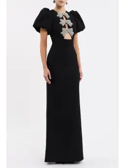 Rebecca Vallance Violetta Puff Sleeve Gown in Black Size AU 10 for rent on The Volte - image 2