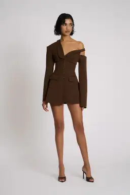Eliya The Label Ayla Blazer MIni  Dress in Brown Size M / AU 10 for rent on The Volte - image 2