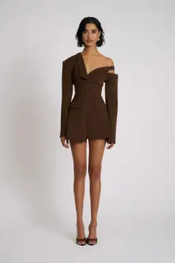 Eliya The Label Ayla Blazer MIni  Dress in Brown Size M / AU 10 for rent on The Volte - image 1