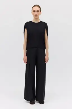 Bianca Spender Crepe Crawford Top Black Size 8/S for rent on The Volte - image 1