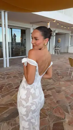 MESHKI Cornelia Floral Sheer Maxi Dress Ivory Size 6 for rent on The Volte - image 3