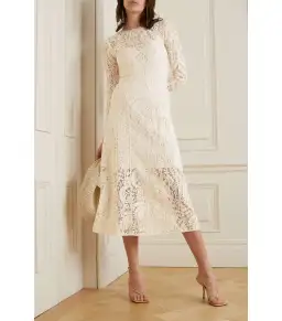 Zimmermann Devi Panelled Lace Midi Dress Ivory Size 2 / AU 12