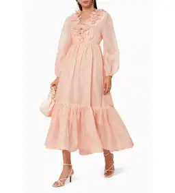 Zimmermann  The Lovestruck Garland Midi Dress in Pink Size 2/ AU 12 for rent on The Volte - image 1