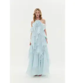 Aje Pandorea Layered Maxi Dress Silver Blue Size AU 10 for rent on The Volte - image 2
